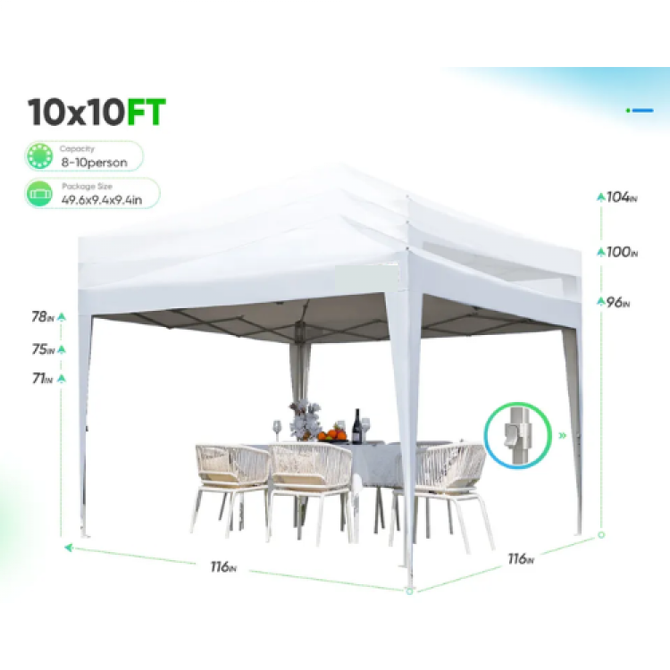 10 x 10 Pop Up Tent White with Sides