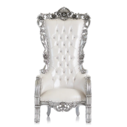 Throne Chair -  White & Silver