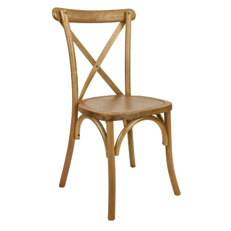 Cross Back Chair Wood  Chestnut