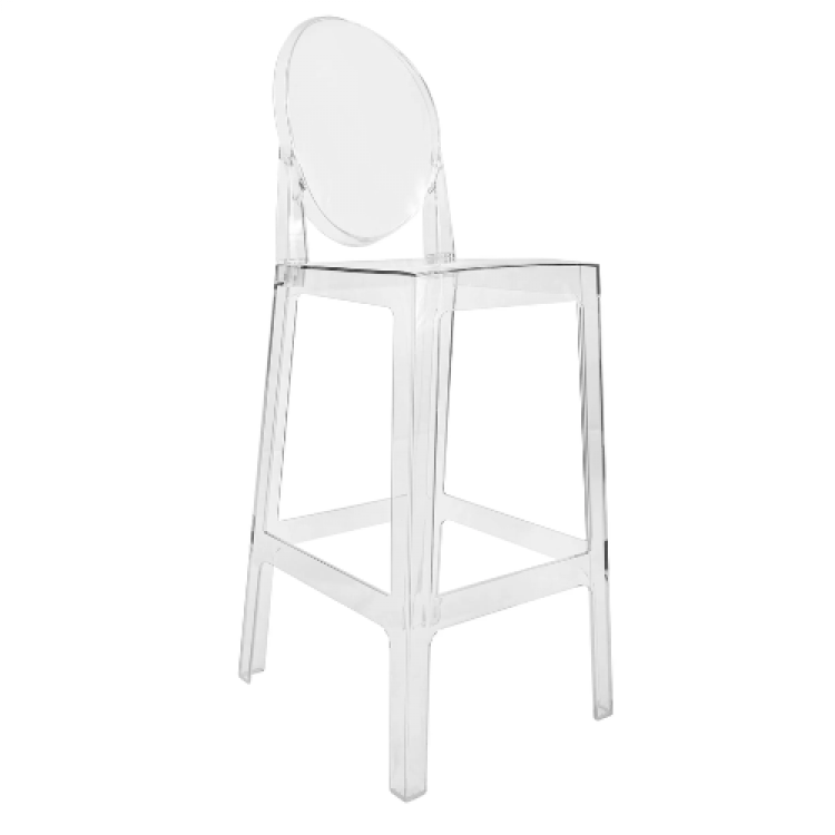 Clear Resin Oval Back Ghost Barstool