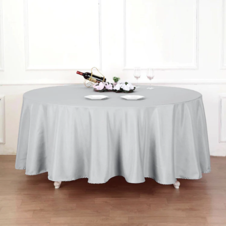 108 Round Polyester Tablecloth White