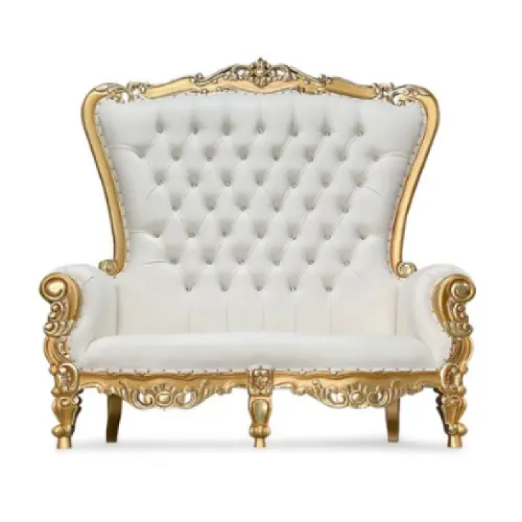 Throne Chair White & Gold Double Love Seat