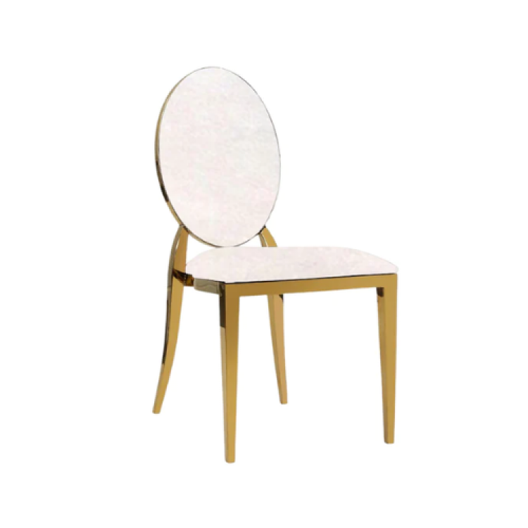 Luxury Gold Chair with Padded Back White