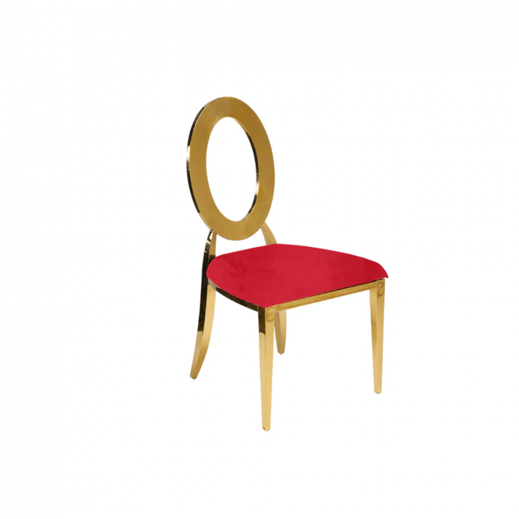 Luxury O Back Gold  Chair Red