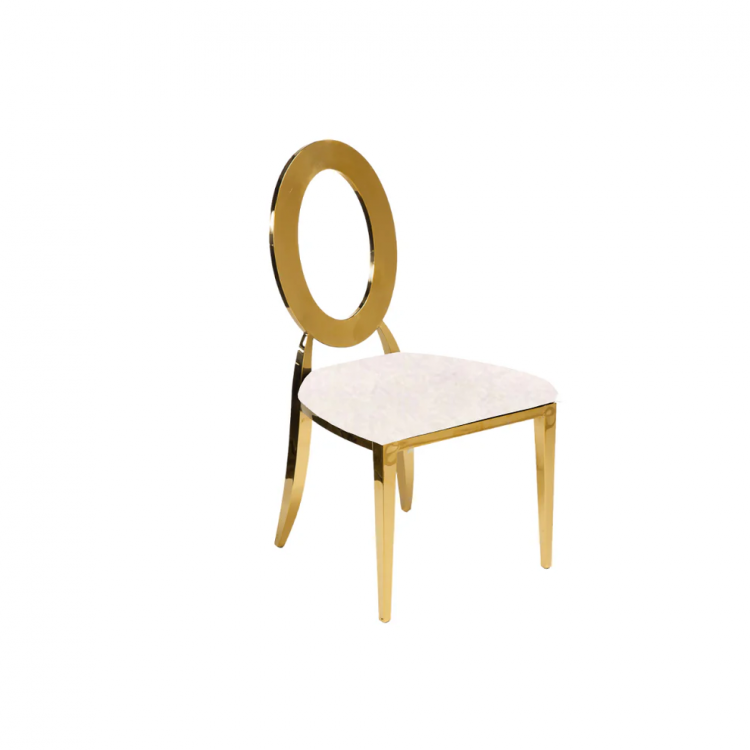 Luxury O Back Gold  Chair White